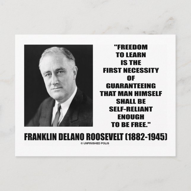 Freedom To Learn First Necessity Self-Reliant Postcard (Front)