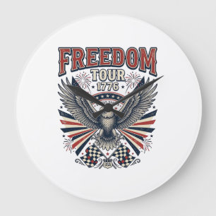 Freedom Tour 1776 Vintage Eagle Patriotic Shirt_1 Large Clock