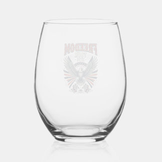 Freedom Tour 1776 Vintage Eagle Patriotic Shirt_1 Stemless Wine Glass