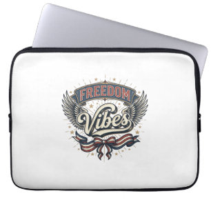 Freedom Vibes Vintage Patriotic T-Shirt Design_1 Laptop Sleeve