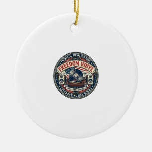Freedom Vinyl Patriotic Patriotic Vinyl Record Mus Ceramic Ornament
