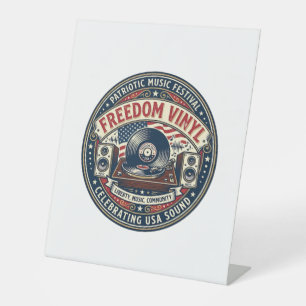 Freedom Vinyl Patriotic Patriotic Vinyl Record Mus Pedestal Sign