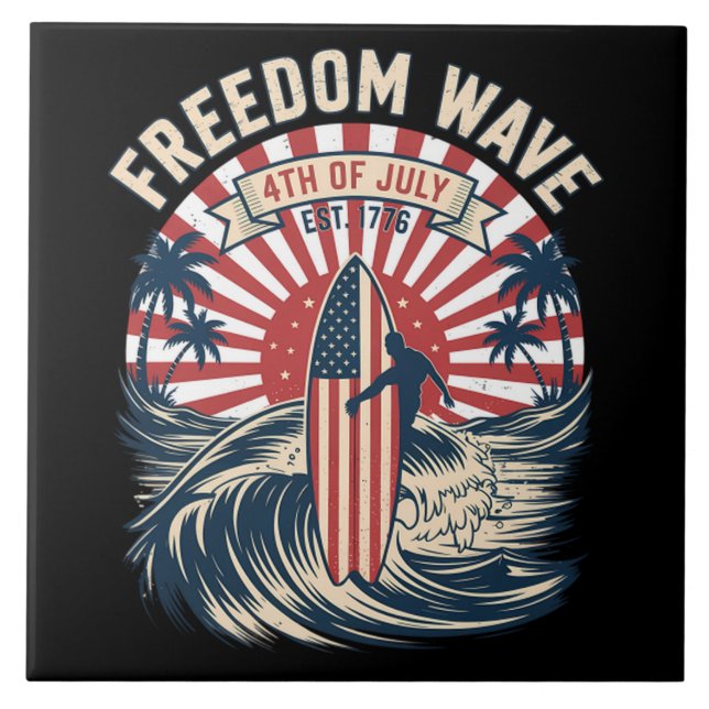 Freedom Wave 4th Of July Ceramic Tile (Front)