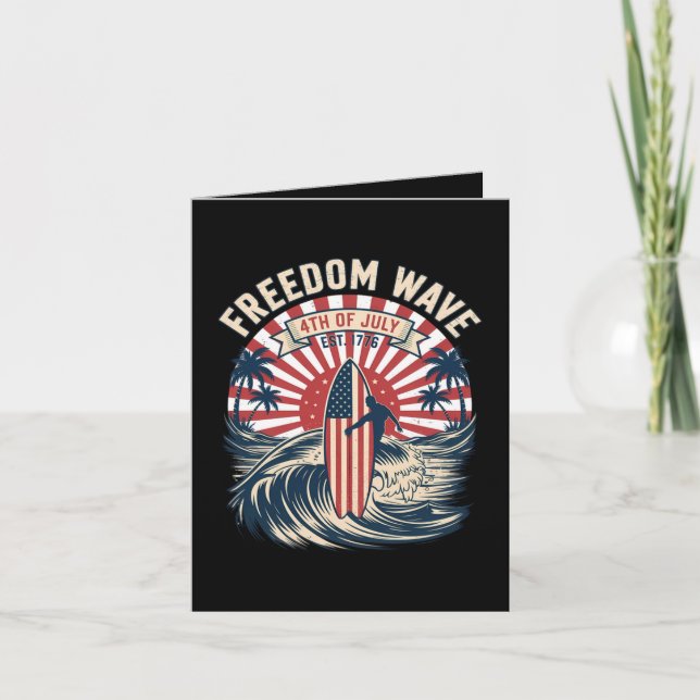 Freedom Wave 4th Of July Holiday Card (Front)