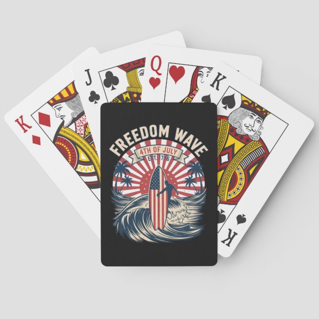 Freedom Wave 4th Of July Playing Cards (Back)