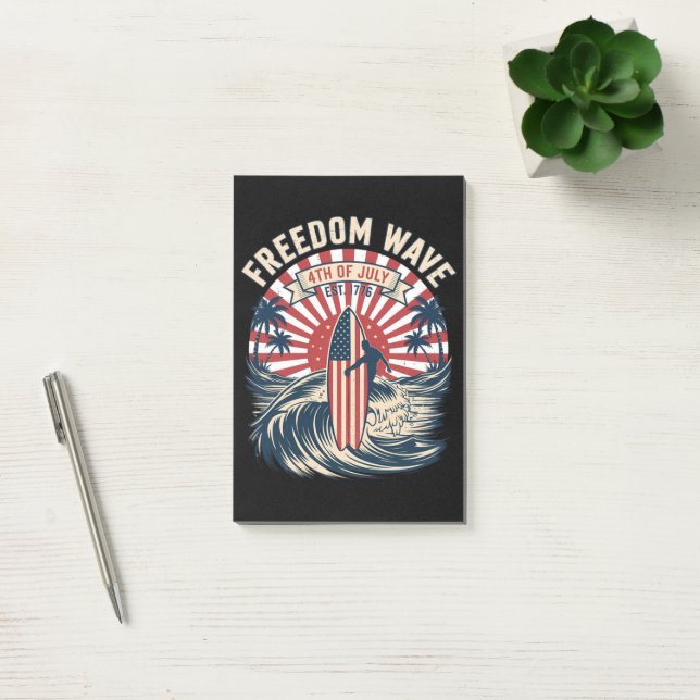Freedom Wave 4th Of July Post-it Notes (Office)