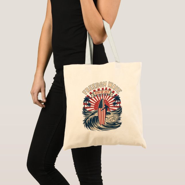 Freedom Wave 4th Of July Tote Bag (Front (Product))