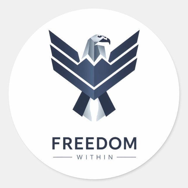 "Freedom Within" Modern Geometric Eagle Classic Round Sticker (Front)