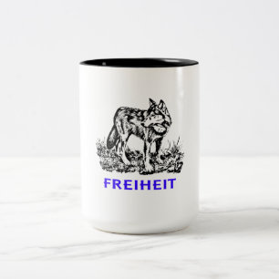 Freedom - wolf in the wild Two-Tone coffee mug
