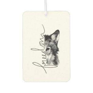 Freedom Wolf Minimal Line Art - Car Air Freshener