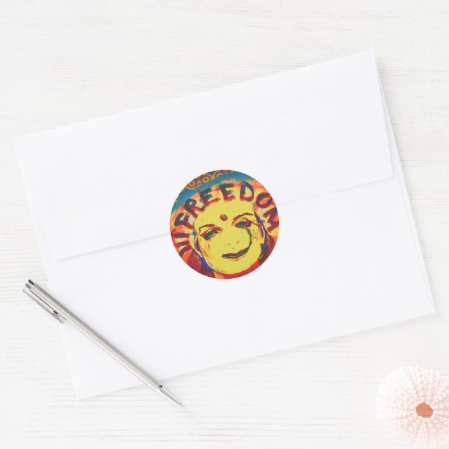 Freedom Yellow smiley face Classic Round Sticker (Envelope)