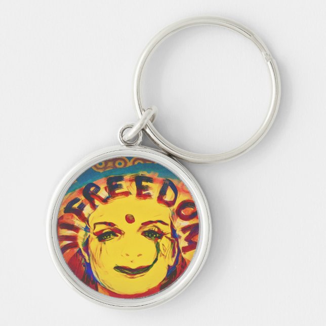 Freedom Yellow smiley face Key Ring (Front)