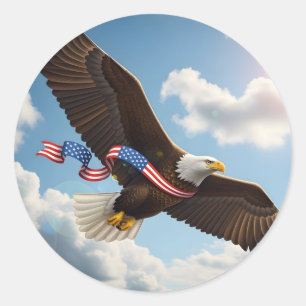 Freedom's Ascent – Patriotic Eagle 4th of July Classic Round Sticker