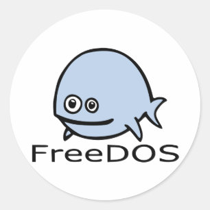 FreeDos Fish - Blue with Name Classic Round Sticker