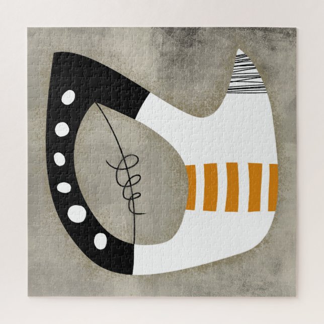 Freeform - Orange Black and White Jigsaw Puzzle (Vertical)