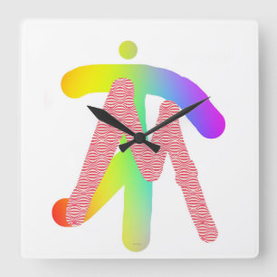 FREEHAND MONOGRAM INITIAL M SQUARE WALL CLOCK