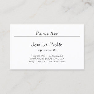 Freehand Script Chic Modern Minimalistic Plain Top Business Card