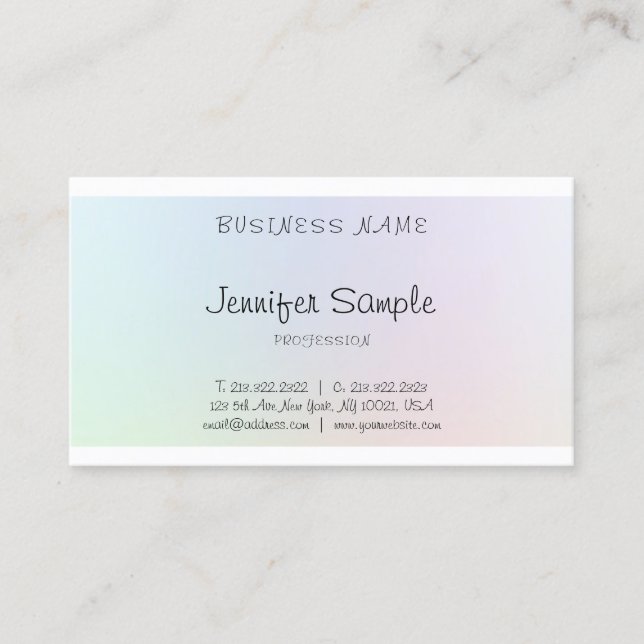 Freehand Script Elegant Professional Modern Plain Business Card (Front)