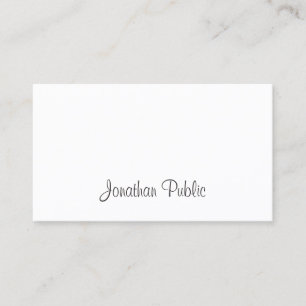 Freehand Script Modern Sleek Professional Top Business Card