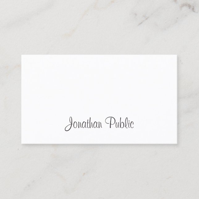 Freehand Script Modern Sleek Professional Top Business Card (Front)