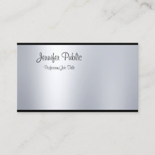 Freehand Script Silver Look Modern Minimal Plain Business Card