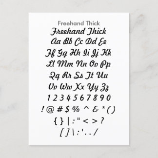 Freehand Thick - Zazzle Font Sampler Sheet Postcard