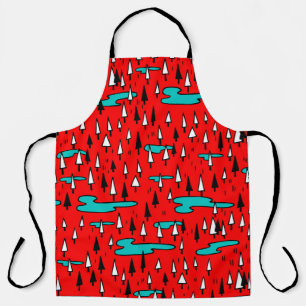 Freehand trees: Scandinavian Christmas pattern. Apron