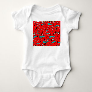 Freehand trees: Scandinavian Christmas pattern. Baby Bodysuit