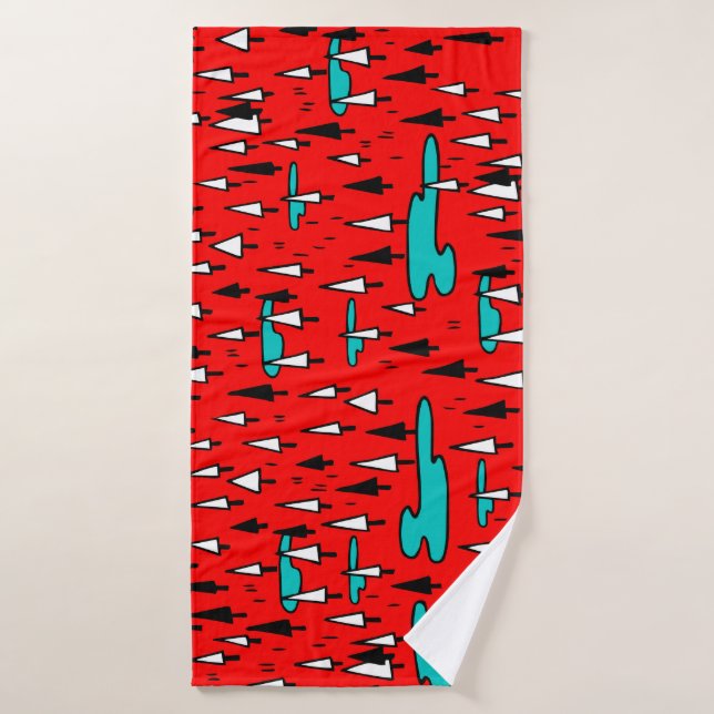 Freehand trees: Scandinavian Christmas pattern. Bath Towel (Bath Towel)