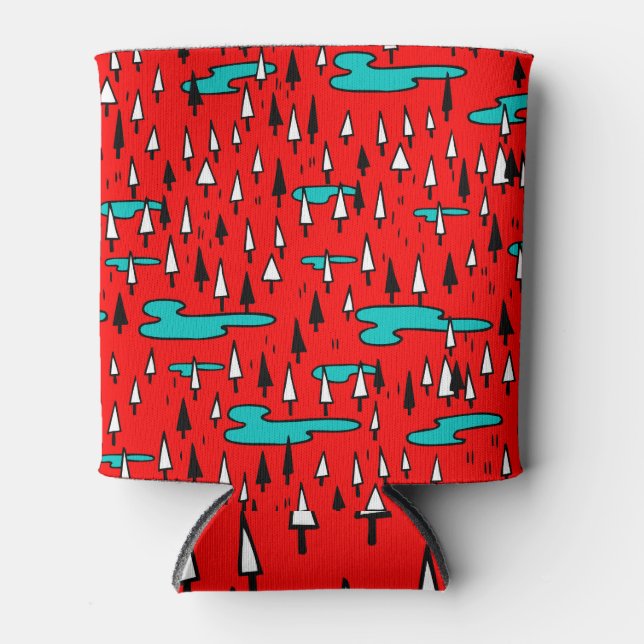 Freehand trees: Scandinavian Christmas pattern. Can Cooler (Front)