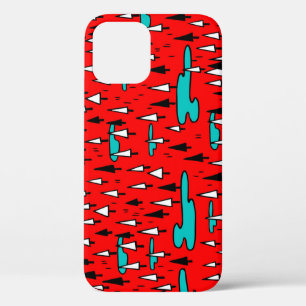 Freehand trees: Scandinavian Christmas pattern. iPhone 12 Case