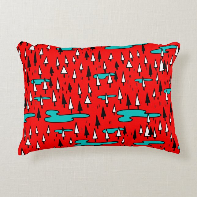 Freehand trees: Scandinavian Christmas pattern. Decorative Cushion (Front)
