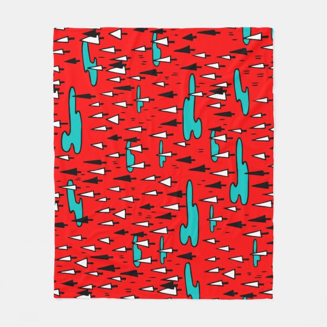 Freehand trees: Scandinavian Christmas pattern. Fleece Blanket (Front)