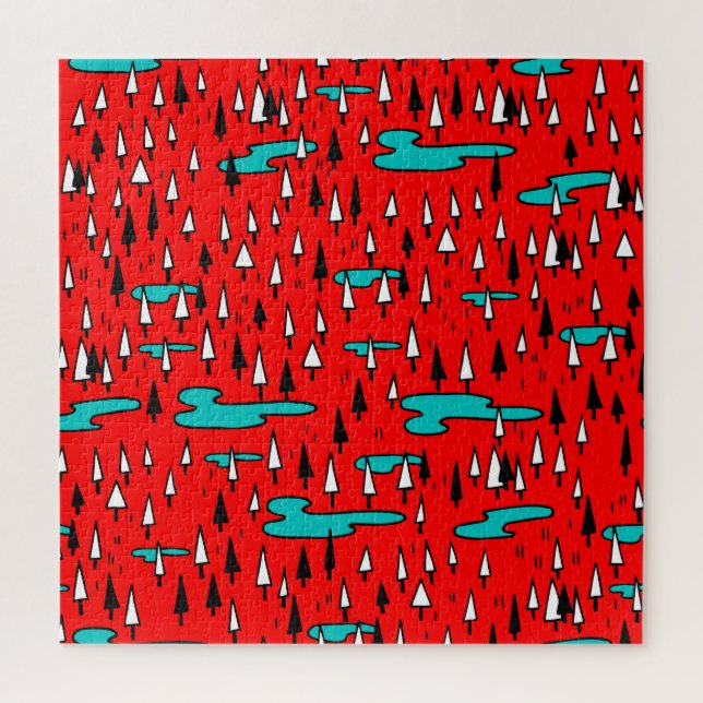 Freehand trees: Scandinavian Christmas pattern. Jigsaw Puzzle (Vertical)