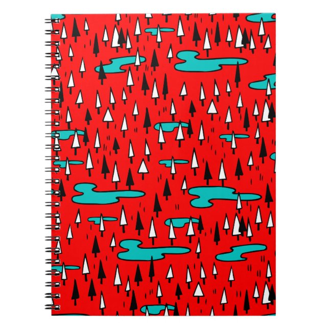Freehand trees: Scandinavian Christmas pattern. Notebook (Front)