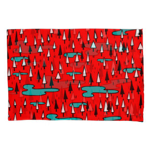 Freehand trees: Scandinavian Christmas pattern. Pillowcase