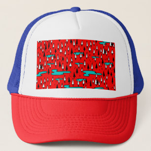Freehand trees: Scandinavian Christmas pattern. Trucker Hat
