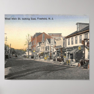 Freehold NJ, West Main St, Vintage Poster