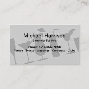 Freelance Bartender Mixologist Business Card
