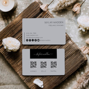 Freelance Business Card Cash Payment Scan QR Code 