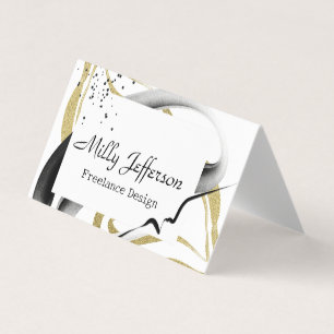 Freelance Design Abstract QR Code Gold Black Squar Business Card