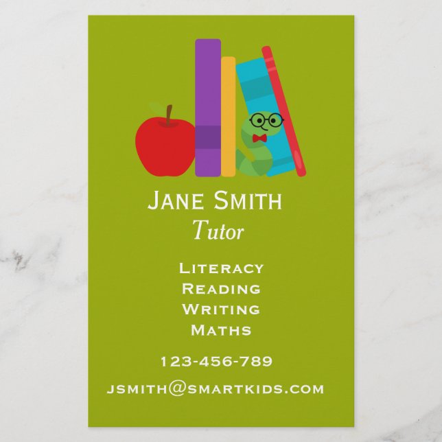 Freelance literacy tutor or teacher for kids flyer (Front)
