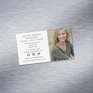 Freelance Photographer Social Media Headshot Photo Magnetic Business Card