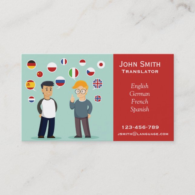 Freelance Translator language interpreter Business Card (Front)