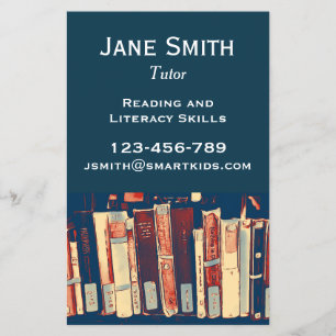 Freelance tutor or teacher for reading literacy flyer
