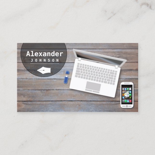 Freelance Writer Blogger Reporter Journalist Business Card (Front)