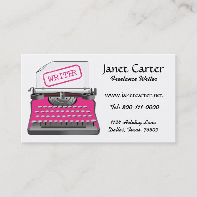 Freelance Writer Business Cards/Pink Cheetah Business Card (Front)