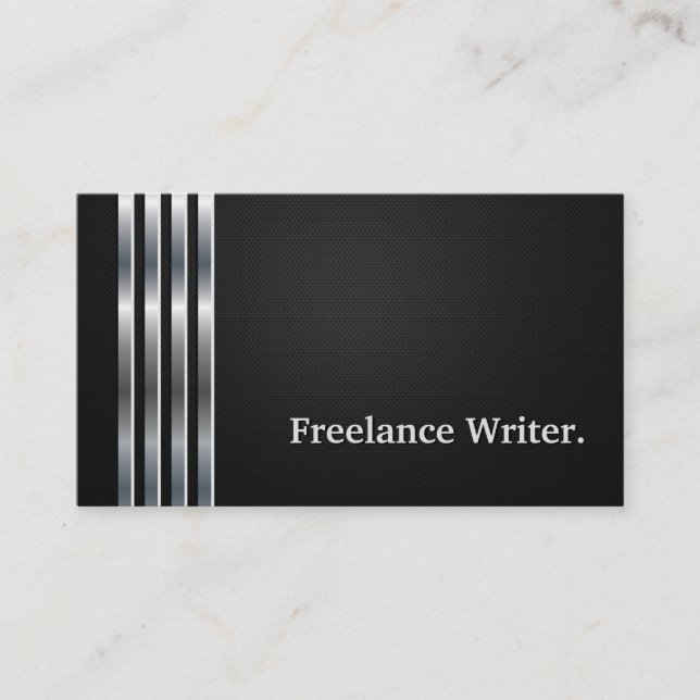 Freelance Writer Professional Black Silver Business Card (Front)