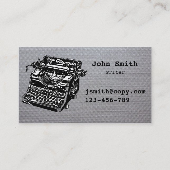 Freelance writer typewriter design stylish business card (Front)