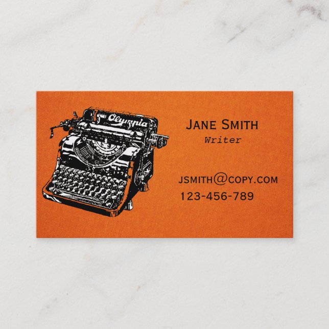 Freelance writer typewriter design stylish business card (Front)